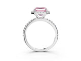 White gold Fancy Pink Asscher  Cut Diamond Floral Halo Engagement Ring with Pavé Band and Prong Setting_32