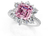 White gold Fancy Pink Asscher  Cut Diamond Floral Halo Pave Band with Prong Setting_1
