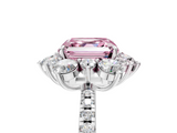 White gold Fancy Pink Asscher  Cut Diamond Floral Halo Pave Band with Prong Setting_5