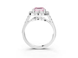 White gold Fancy Pink Asscher Cut Diamond Floral Halo Split Shank Prong Setting Ring_3