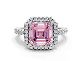 White gold Fancy Pink Asscher Cut Diamond Halo Engagement Ring with Pavé Band and Prong Setting_39
