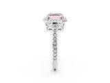 White gold Fancy Pink Asscher Cut Diamond Halo Engagement Ring with Pavé Band and Prong Setting_41