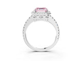 White gold Fancy Pink Asscher Cut Diamond Halo Engagement Ring with Pavé Band and Prong Setting_42