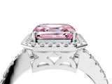 White gold Fancy Pink Asscher Cut Diamond Halo Engagement Ring with Pavé Band and Prong Setting_43