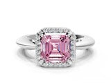 White gold Fancy Pink Asscher  Cut Diamond Halo Engagement Ring with Split Shank and Four-Prong Setting_47