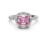 White gold Fancy Pink Asscher Cut Diamond Halo Pave Band with Four-Prong Setting_15