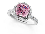 White gold Fancy Pink Asscher Cut Diamond Halo Pave Band with Four-Prong Setting_24