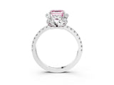 White gold Fancy Pink Asscher Cut Diamond Halo Pave Band with Four-Prong Setting_24