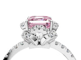 White gold Fancy Pink Asscher Cut Diamond Halo Pave Band with Four-Prong Setting_27