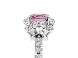 White gold Fancy Pink Asscher Cut Diamond Halo Pave Band with Four-Prong Setting_28