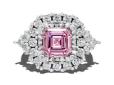 White gold Fancy Pink Asscher Cut Diamond Halo Ring with Pavé Band and Four-Prong Setting_29