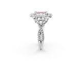 White gold Fancy Pink Asscher Cut Diamond Halo Ring with Pavé Band and Four-Prong Setting_30