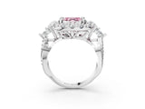 White gold Fancy Pink Asscher Cut Diamond Halo Ring with Pavé Band and Four-Prong Setting_31