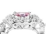 White gold Fancy Pink Asscher Cut Diamond Halo Ring with Pavé Band and Four-Prong Setting_32