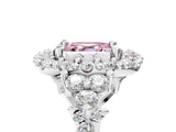 White gold Fancy Pink Asscher Cut Diamond Halo Ring with Pavé Band and Four-Prong Setting_33