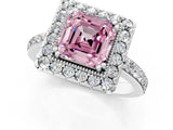 White gold Fancy Pink Asscher Cut Diamond Halo Ring with Pavé Band and Prong Setting_13