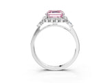 White gold Fancy Pink Asscher Cut Diamond Halo Ring with Pear Side Stones and Prong Setting_60
