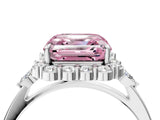 White gold Fancy Pink Asscher Cut Diamond Halo Ring with Pear Side Stones and Prong Setting_62