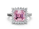 White gold Fancy Pink Asscher  Cut Diamond Halo Ring with Round Brilliant Halo and Solitaire Band_55