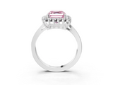 White gold Fancy Pink Asscher  Cut Diamond Halo Ring with Round Brilliant Halo and Solitaire Band_55