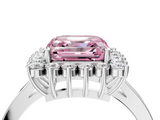White gold Fancy Pink Asscher  Cut Diamond Halo Ring with Round Brilliant Halo and Solitaire Band_56