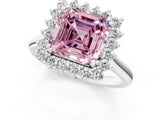 White gold Fancy Pink Asscher  Cut Diamond Halo Ring with Solitaire Band and Prong Setting_65