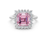 White gold Fancy Pink Asscher  Cut Diamond Halo Ring with Solitaire Band and Prong Setting_66