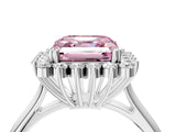 White gold Fancy Pink Asscher  Cut Diamond Halo Ring with Solitaire Band and Prong Setting_68