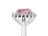 White gold Fancy Pink Asscher  Cut Diamond Halo Ring with Solitaire Band and Prong Setting_69
