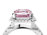 White gold Fancy Pink Asscher Cut Diamond Halo Ring with Split Shank Pavé Band and Prong Setting_39
