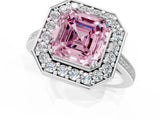 White gold Fancy Pink Asscher Cut Diamond Halo Ring with Split Shank and Four-Prong Setting_18