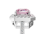White gold Fancy Pink Asscher Cut Diamond Halo Ring with Split Shank and Four-Prong Setting_22