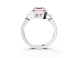 White gold Fancy Pink Asscher Cut Diamond Halo Ring with Tapered Band and Four-Prong Setting_22
