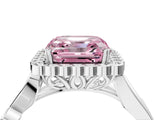 White gold Fancy Pink Asscher Cut Diamond Halo Ring with Vintage Split Shank and Four-Prong Setting_86