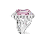 White gold Fancy Pink Asscher Cut Diamond Halo Ring with Vintage Split Shank and Four-Prong Setting_87