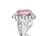White gold Fancy Pink Asscher Cut Diamond Halo Ring with Vintage Split Shank and Four-Prong Setting_94