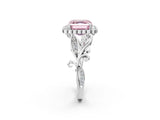 White gold Fancy Pink Asscher Cut Diamond Halo Ring with Vintage Split Shank and Four-Prong Setting_95
