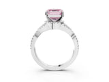 White gold Fancy Pink Asscher Cut Diamond  Halo Twist Band Solitaire Prong Setting Ring_16