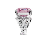 White gold Fancy Pink Asscher Cut Diamond  Halo Twist Band Solitaire Prong Setting Ring_18