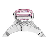 White gold Fancy Pink Asscher Cut Diamond  Halo Twist Band Solitaire Prong Setting Ring_55