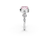 White gold Fancy Pink Asscher  Cut Diamond Milgrain Marquise Band with Prong Setting_5