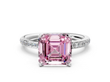 White gold Fancy Pink Asscher  Cut Diamond Pavé Band Ring with Four-Prong Setting_16