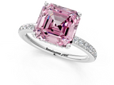 White gold Fancy Pink Asscher  Cut Diamond Pavé Band Ring with Four-Prong Setting_18