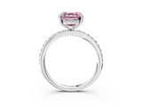 White gold Fancy Pink Asscher  Cut Diamond Pavé Band Ring with Four-Prong Setting_19