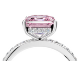 White gold Fancy Pink Asscher  Cut Diamond Pavé Band Ring with Four-Prong Setting_21