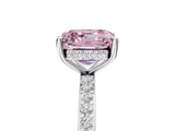 White gold Fancy Pink Asscher  Cut Diamond Pavé Band Ring with Four-Prong Setting_22