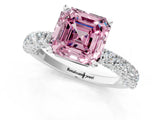 White gold Fancy Pink Asscher Cut Diamond Pavé Band Solitaire Ring with Prong Setting_18