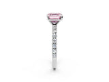 White gold Fancy Pink Asscher Cut Diamond Pavé Band Solitaire Ring with Prong Setting_19