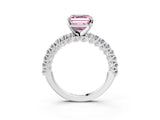 White gold Fancy Pink Asscher Cut Diamond Pavé Band Solitaire Ring with Prong Setting_20