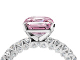 White gold Fancy Pink Asscher Cut Diamond Pavé Band Solitaire Ring with Prong Setting_26